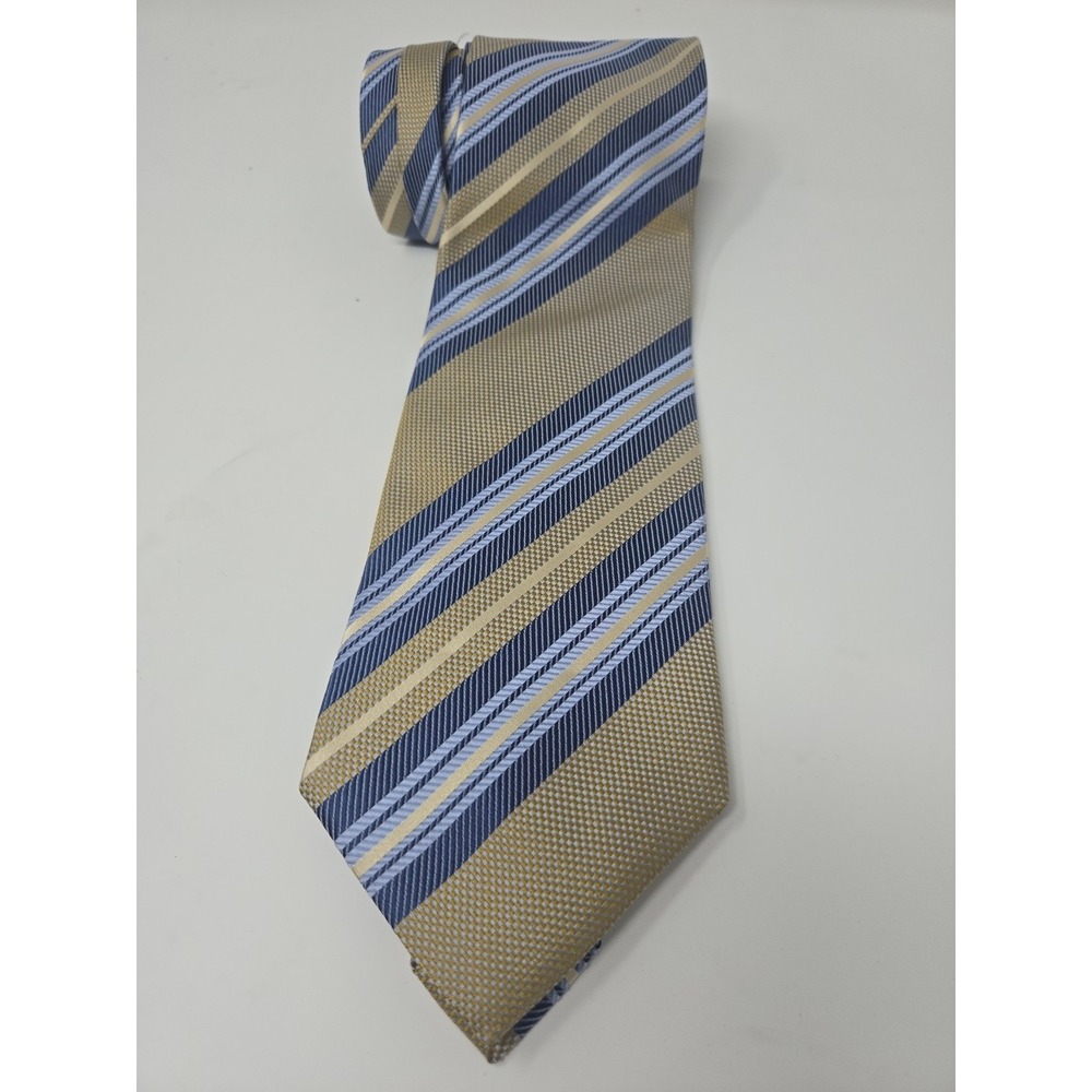 Paul Dione, Blue, Gold, Black Hand Made 100% Silk, Men's Repp Tie, Made In Italy